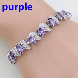 Casual Mystic Sky Blue Cubic Zirconia White Cubic Zirconia Charm Bracelets For Women Fashion Bracelet - purple