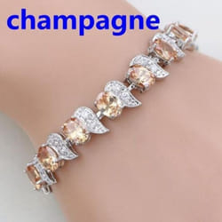 Casual Mystic Sky Blue Cubic Zirconia White Cubic Zirconia Charm Bracelets For Women Fashion Bracelet - champagne