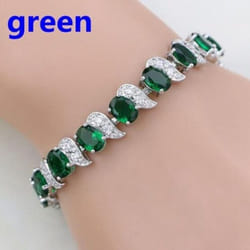 Casual Mystic Sky Blue Cubic Zirconia White Cubic Zirconia Charm Bracelets For Women Fashion Bracelet - green