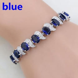 Casual Mystic Sky Blue Cubic Zirconia White Cubic Zirconia Charm Bracelets For Women Fashion Bracelet - blue