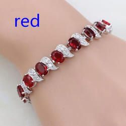 Casual Mystic Sky Blue Cubic Zirconia White Cubic Zirconia Charm Bracelets For Women Fashion Bracelet - red