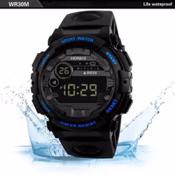 Casual Sports Watch Waterproof Wristwatches High Quality Electronic Watch  Outdoor Sports - black,red