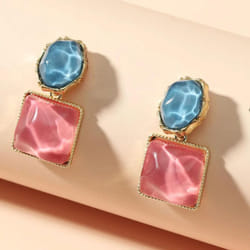 Trendy Colorful Resin Square Stud Earrings For Women French Earrings Fashion Jewelry Gifts - Red