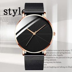 Fashion Mens Watches Stainless Steel Ultra Thin Quartz Wrist Watch Luxury Business Classic Men Watch Relogio Masculino - black,rose