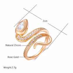 Kinel Natural Zircon Full Pave Snake Ring For Women Luxury Party Jewelry