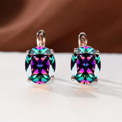 Vintage Oval Cut Drop Stud Earrings Rose Golden Color Hoop Earrings For Women Bride Wedding Engagement Jewelry Gifts - multicolor
