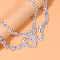 2pcs Fashion Double Heart Anklet Crystal Bracelet For Women Summer Beach Multi Row Rhinestone Anklet Bracelet On Leg - gold