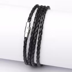 Fashion Wristband Wrap Cuff Unisex Women Men Pu Leather Bracelet Jewelry Gifts - black