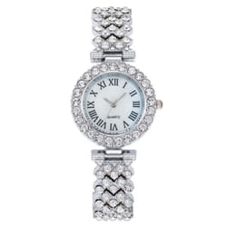 &quot;fashion Roman Pattern Diamond Quartz Ladies Watch With Bracelet&quot; - silver