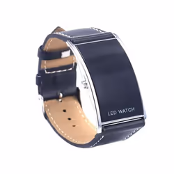 Men's Women's LED Digital Date Rectangle Dial Faux Leather Strap Wrist Watch
