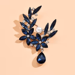Luxury Elegant Women Girls Rhineston Glass Flower Drop Brooches Pins Lady Shining Suit Office Jewelry Corsage Accessories