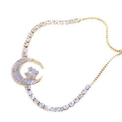 Sparkling Cubic Zirconia Crescent Moon Star Shape Bracelet Jewelry Decoration