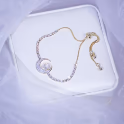 Sparkling Cubic Zirconia Crescent Moon Star Shape Bracelet Jewelry Decoration