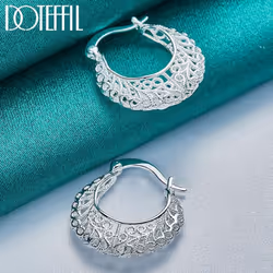 925 Sterling Silver Fashion Openwork Pattern Earring Jewelry