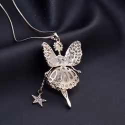 Fashion Cartoon Girl Wing Style Pendant Shiny Necklace - red
