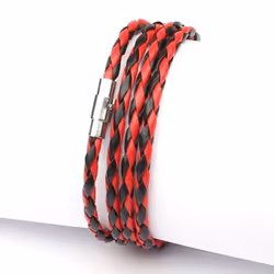 Fashion Wristband Wrap Cuff Unisex Women Men Pu Leather Bracelet Jewelry Gifts - red black