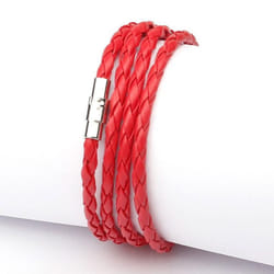 Fashion Wristband Wrap Cuff Unisex Women Men Pu Leather Bracelet Jewelry Gifts - red