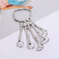 Halloween Bracelet For Gothic Punk Hand Skull Skeleton Elasticity Adjustable Bracelet Bangles Party Accessories - silver