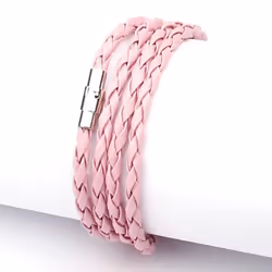 Fashion Wristband Wrap Cuff Unisex Women Men Pu Leather Bracelet Jewelry Gifts - pink