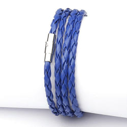 Fashion Wristband Wrap Cuff Unisex Women Men Pu Leather Bracelet Jewelry Gifts - blue