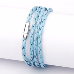 Fashion Wristband Wrap Cuff Unisex Women Men Pu Leather Bracelet Jewelry Gifts - light blue