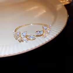Korean Exquisite Simple Leaf Open Bracelet Elegant Fashion Butterfly Sweet Bracelet Women Jewelry - Pink