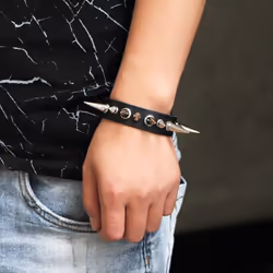 Punk Rock Street Snap Fashion Punk Metal Rivet Bracelet Wide Leather Stud Spike Bracelet