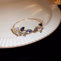 Korean Exquisite Simple Leaf Open Bracelet Elegant Fashion Butterfly Sweet Bracelet Women Jewelry - Gold
