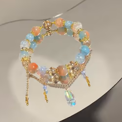 Simple Alloy Till The End Of The Moon Chinese Jewelry Tassel Chain Women Bracelet Beads Pendant - G