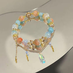 Simple Alloy Till The End Of The Moon Chinese Jewelry Tassel Chain Women Bracelet Beads Pendant - G