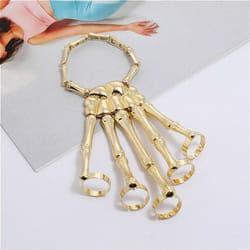 Halloween Bracelet For Gothic Punk Hand Skull Skeleton Elasticity Adjustable Bracelet Bangles Party Accessories - gold