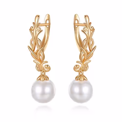 Pearl Long Dangle Earrings For Women Kinel Rose Gold Color Drop Earrings