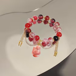 Simple Alloy Till The End Of The Moon Chinese Jewelry Tassel Chain Women Bracelet Beads Pendant - H