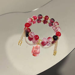 Simple Alloy Till The End Of The Moon Chinese Jewelry Tassel Chain Women Bracelet Beads Pendant - H