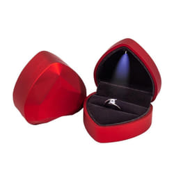 Heart Shaped Led Light Jewelry Gift Ring Package Decoration Box - red