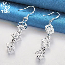 925 Sterling Silver Baishige Aaa Zircon Drop Earrings Jewelry