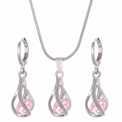 Women&apos;s Retro Zircon Crystal Jewelry Set - European & American Design, Rotating Teardrop Necklace & Earrings Trend - pin ...