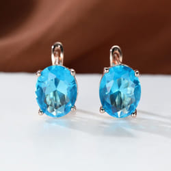Vintage Oval Cut Drop Stud Earrings Rose Golden Color Hoop Earrings For Women Bride Wedding Engagement Jewelry Gifts - aqua