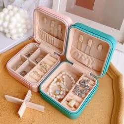 Jewelry Organizer Box Portable Household Travel Storage Organizer Earring Necklace Ring Jewelry Storage Box For Woman Accessory - green