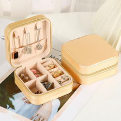 2023 Jewelry Organizer Display Travel Jewelry Case Boxes Portable Locket Necklace Jewelry Box Leather Storage Earring Ring Holder - gold