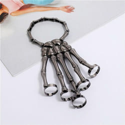 Halloween Bracelet For Gothic Punk Hand Skull Skeleton Elasticity Adjustable Bracelet Bangles Party Accessories - black