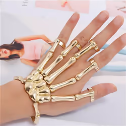 Halloween Bracelet For Gothic Punk Hand Skull Skeleton Elasticity Adjustable Bracelet Bangles Party Accessories - black