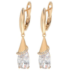 Kinel Purple Zircon Drop Earrings For Women With Rose Gold Color - white