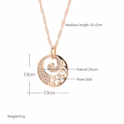 Kinel Luxury Rose Gold Color Pendant Necklace Vintage Fine Jewelry Gift
