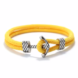 4mm Handmade Milan Rope Bracelet Antique Silver Color Anchor Braclet For Men Cool Armband Jewelry Homme - yellow