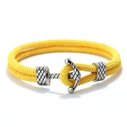 4mm Handmade Milan Rope Bracelet Antique Silver Color Anchor Braclet For Men Cool Armband Jewelry Homme - yellow
