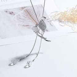 Women Opal Rhinestone Pendant Necklace