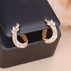 Geometric Cubic Zirconia Elegant Drop Clip Earrings For Women Gold Color Fashion Fine Jewelry - gold,white