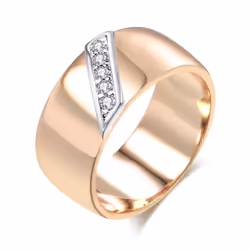 Golden Smooth Wide Finger Rings Silver Plated Zircon Women Party Daily Light Luxury Jewelry - 9