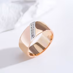 Golden Smooth Wide Finger Rings Silver Plated Zircon Women Party Daily Light Luxury Jewelry - 8